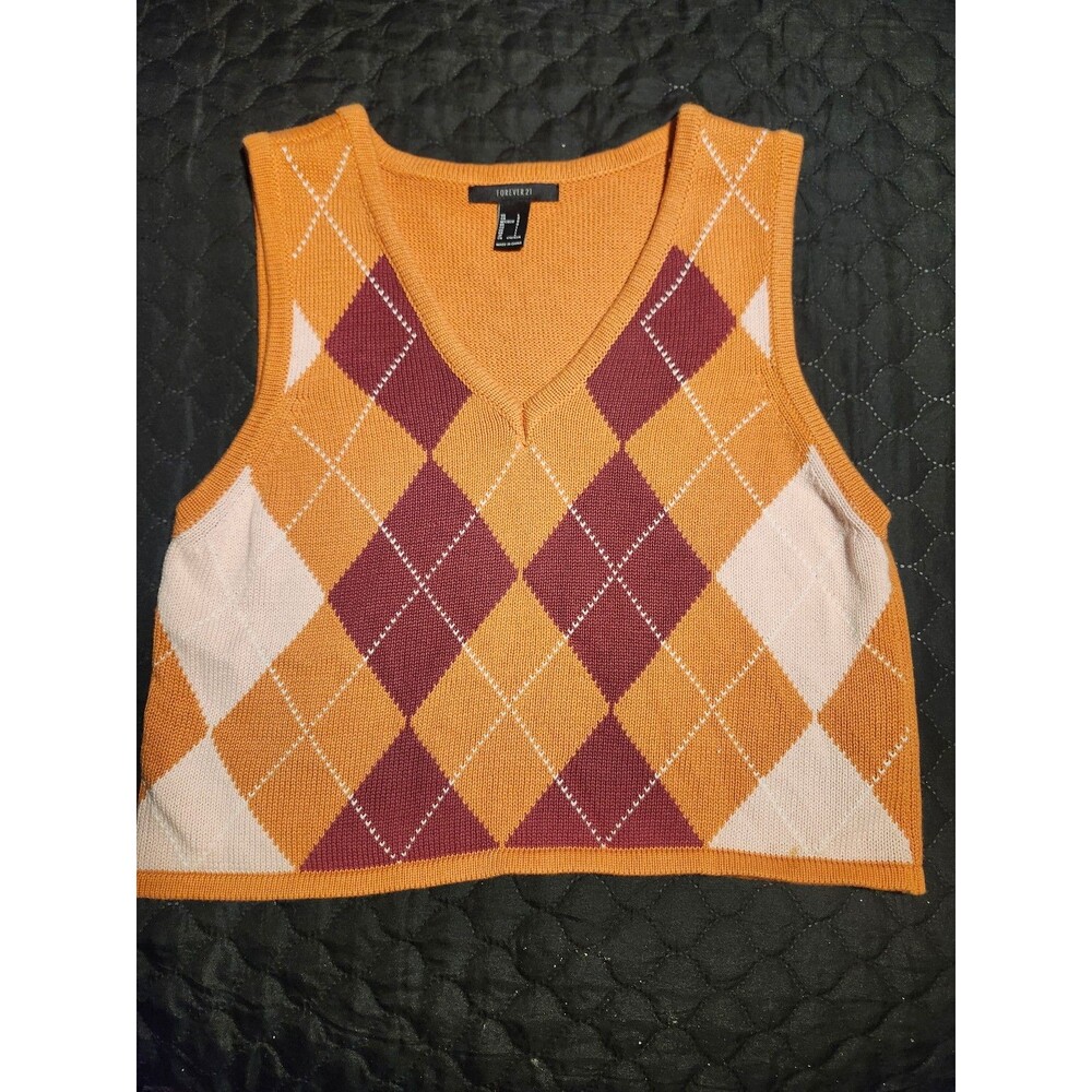 Forever 21 Argyle Sweater Vest Size L. #103
